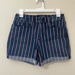 Stripped jean shorts